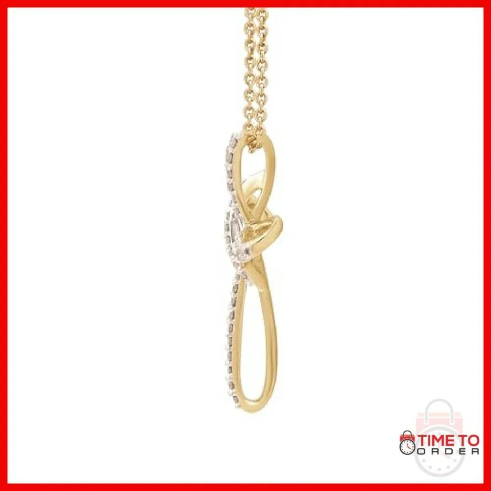 14K Gold Plated Sterling Silver Diamond Cross Pendant Necklace 18